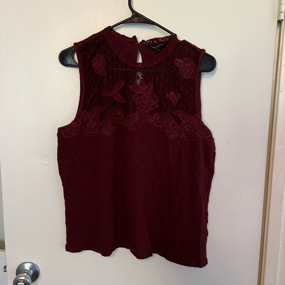 Lucky Brand Sleeveless Embroidered Top XL